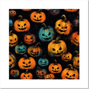 Pumpkin Heads Halloween pattern Posters and Art